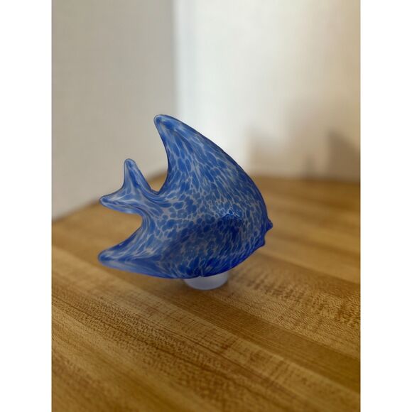 Art Glass Blue Clear Angel Fish - Picture 1 of 7